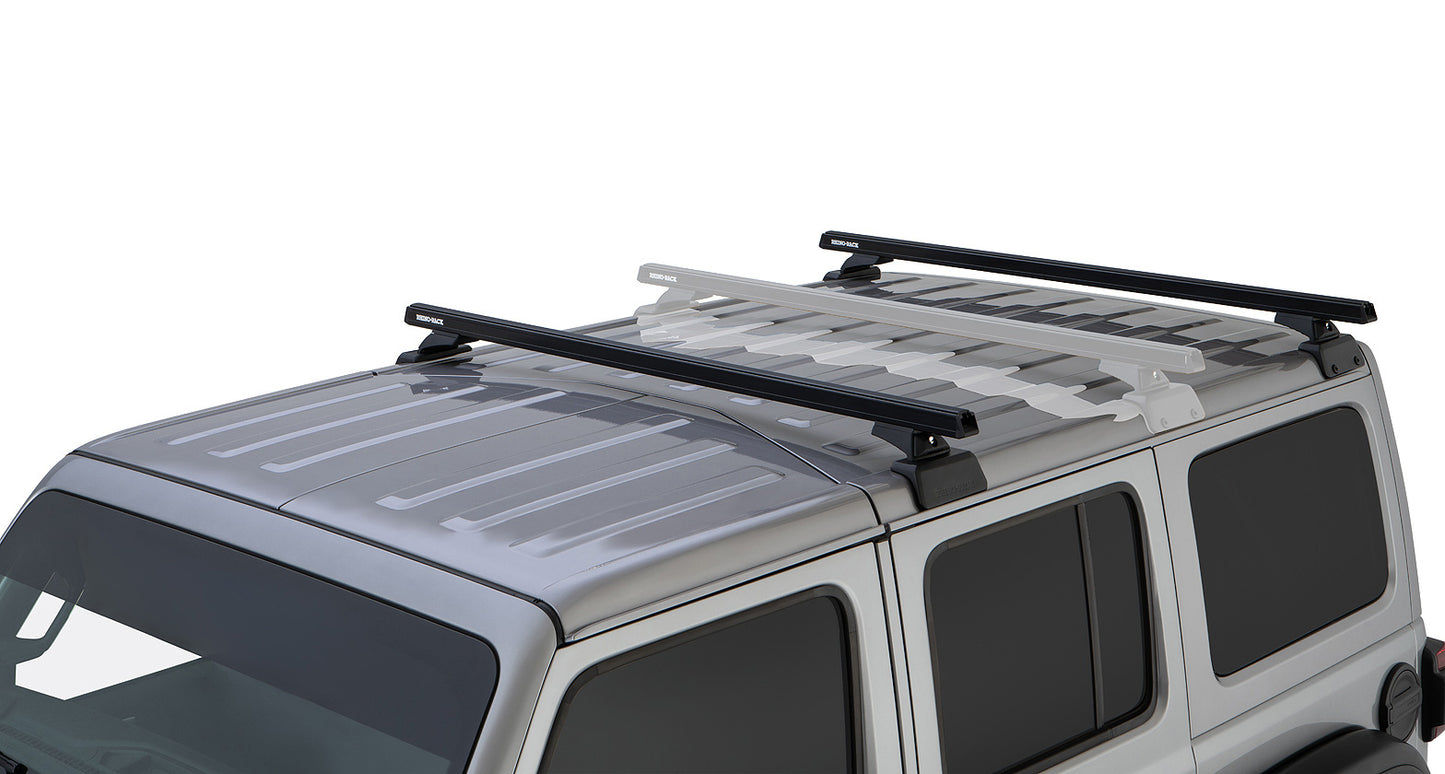 Rhino-Rack 18-21 Jeep Wrangler 4 Door SUV Heavy Duty RCL 2 Bar Backbone Roof Rack - JB0880