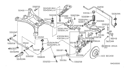 OEM Nissan Suspension Sway Bar Link Nut - 01223-N0021