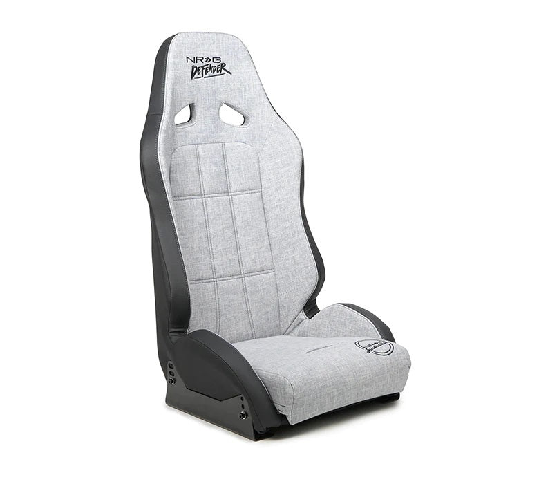 NRG Defender Water Resistant Steel Frame Susp. Seat - Silver w/Black Trim/Defender Logo/Side Bracket - DF-100SL-S