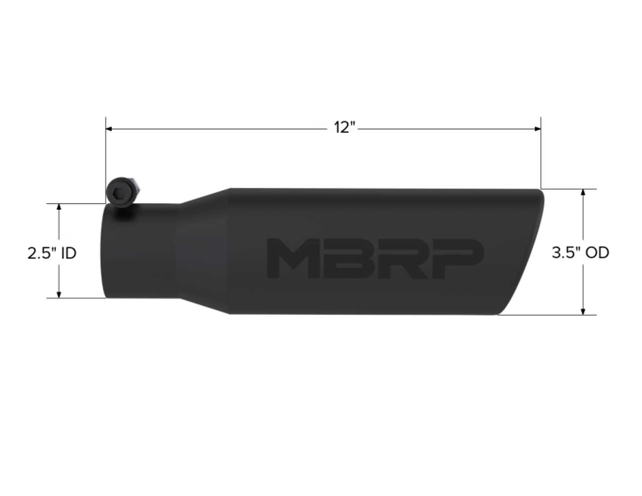 MBRP Universal Tip 3in O.D. Angled Rolled End 2 inlet 12 length - Black Finish - T5113BLK MBRP