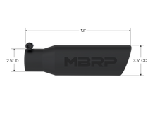 Load image into Gallery viewer, MBRP Universal Tip 3in O.D. Angled Rolled End 2 inlet 12 length - Black Finish - T5113BLK