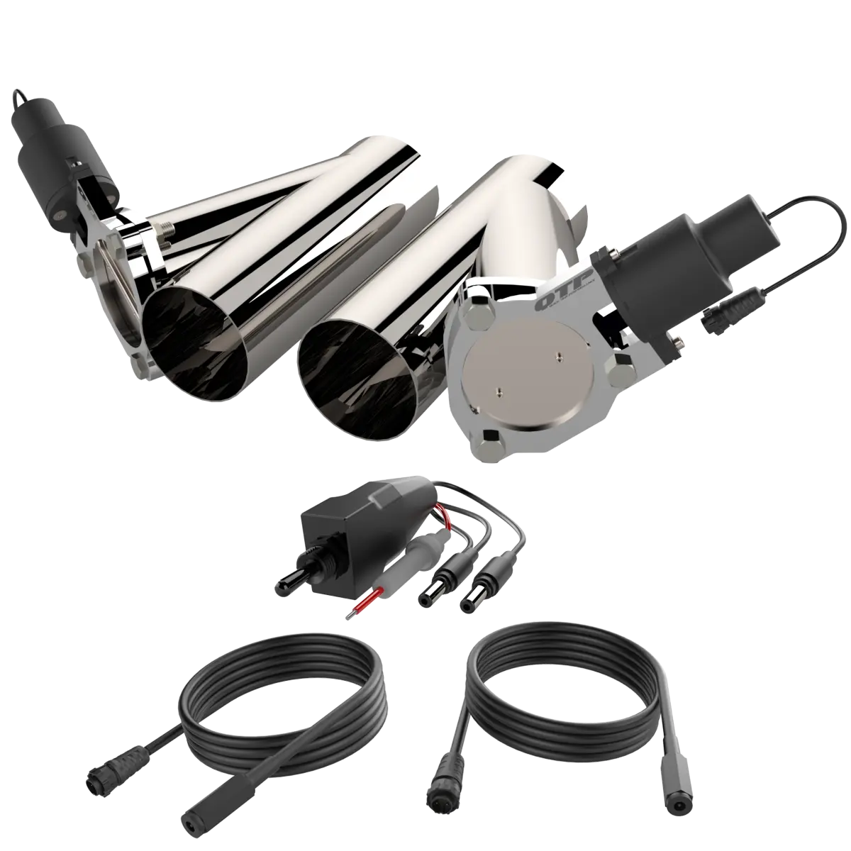 QTP Dual 3.5 Inch Electric Exhaust Cutout Combo Kit (Universal) - QTEC70CP QTP