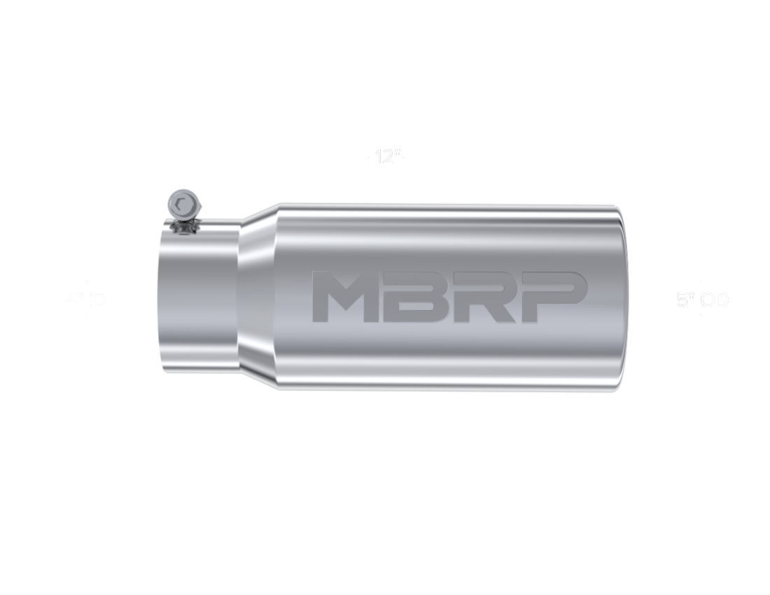 MBRP Universal Tip 5 O.D. Rolled Straight 4 inlet 12 length - T5050 MBRP