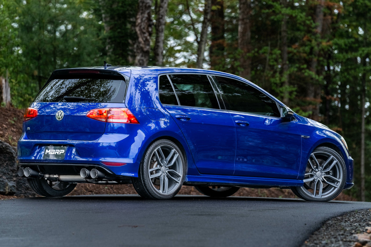 MBRP 3" Cat-Back 2015-2019 VW Golf R MK7/MK7.5, Active Quad Rear Exit, T304 Stainless Steel, w/ Carbon Fiber Tips MBRP