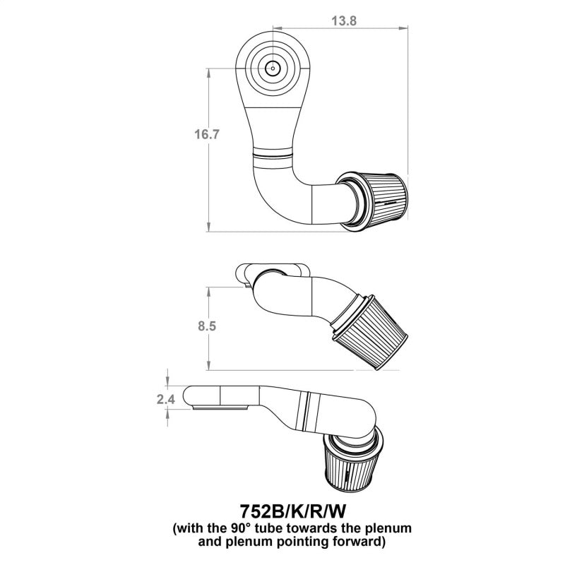 Spectre Plenum Kit Low w/Driver Side 45/90 Degree Tube