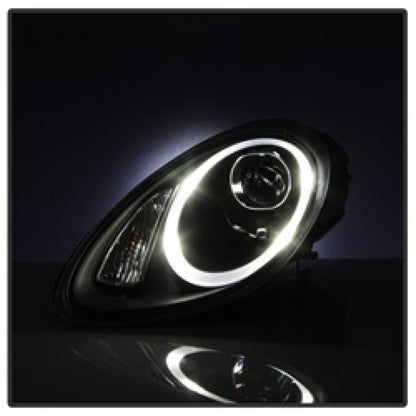 Spyder Porsche Cayman 05-08 Headlights - Halogen Model Only - DRL LED - Black PRO-YD-P98705-DRL-BK SPYDER