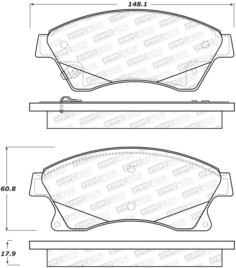 StopTech Premium Ceramic Rear Brake Pads - 308.15220