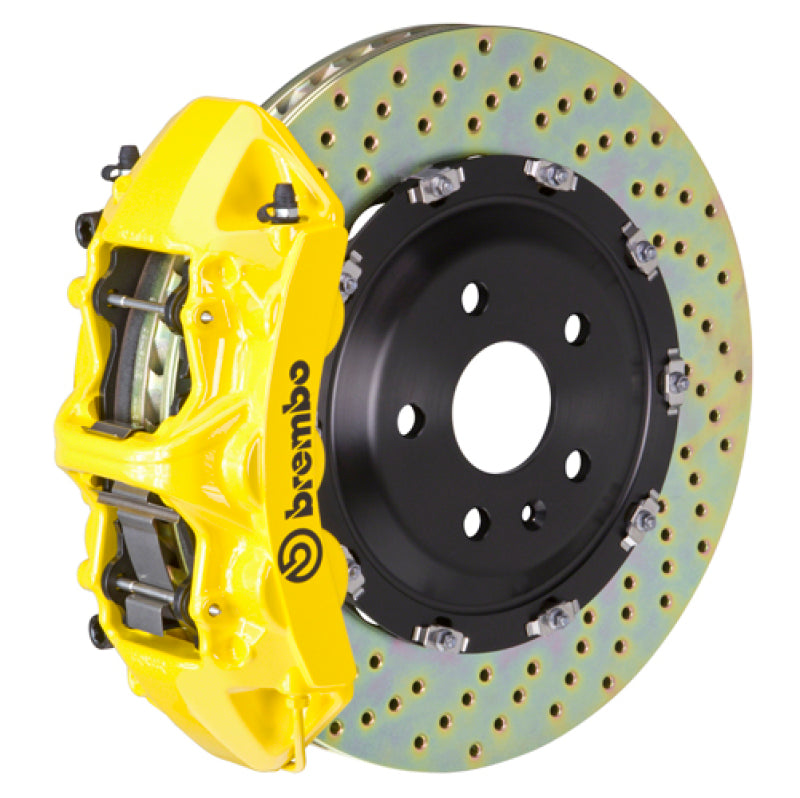 Brembo 20+ Model Y Front GT BBK 6 Piston Cast 380x34 2pc Rotor Drilled- Yellow Brembo