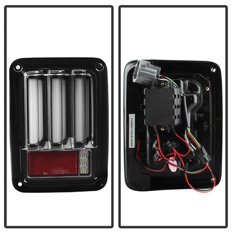 Spyder 07-16 Jeep Wrangler Version 2 Light Bar LED Tail Lights - Black (ALT-YD-JWA07V2-LBLED-BK) SPYDER