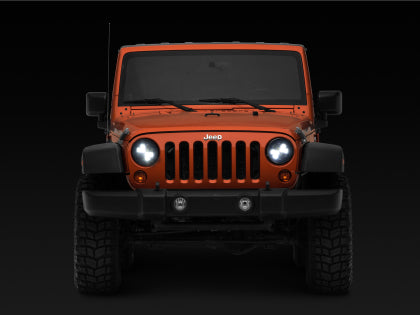 Raxiom 97-18 Jeep Wrangler TJ/JK Axial Spider LED Headlight w/ Amber DRL- Chrome Hsng (Clear Lens)