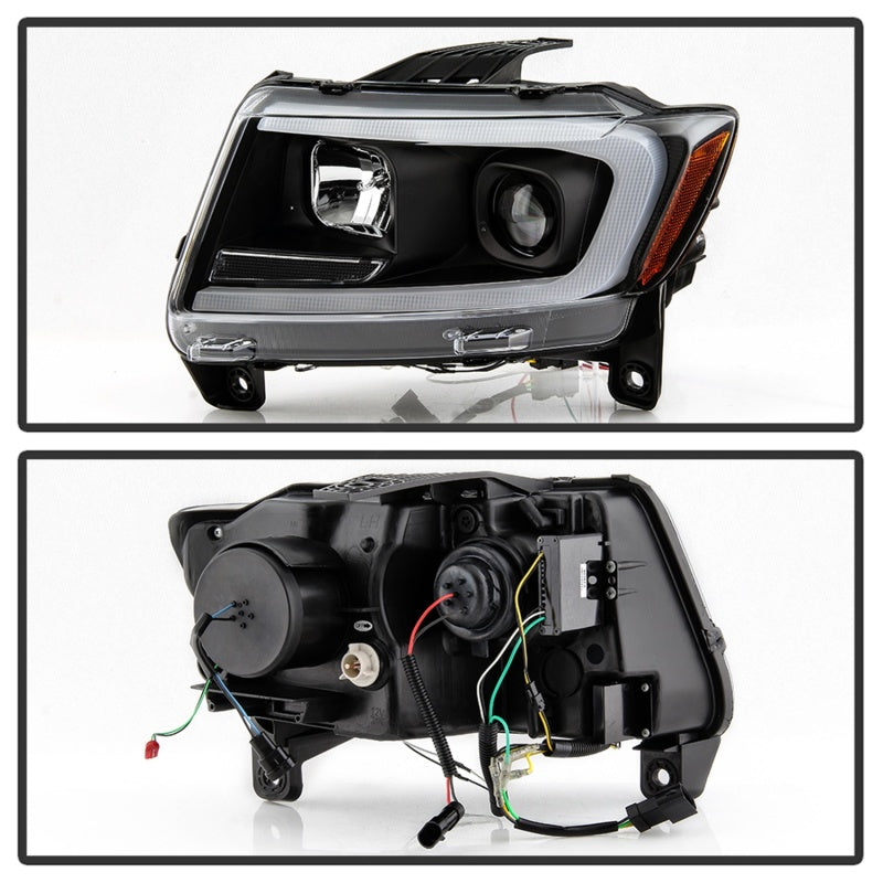 Spyder 11-13 Jeep Grand Cherokee - Light Bar Proj Headlights - Halo Model - Blk - PRO-YD-JGC11-LB-BK SPYDER