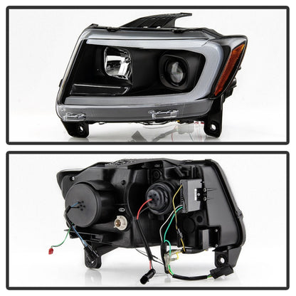 Spyder 11-13 Jeep Grand Cherokee - Light Bar Proj Headlights - Halo Model - Blk - PRO-YD-JGC11-LB-BK SPYDER