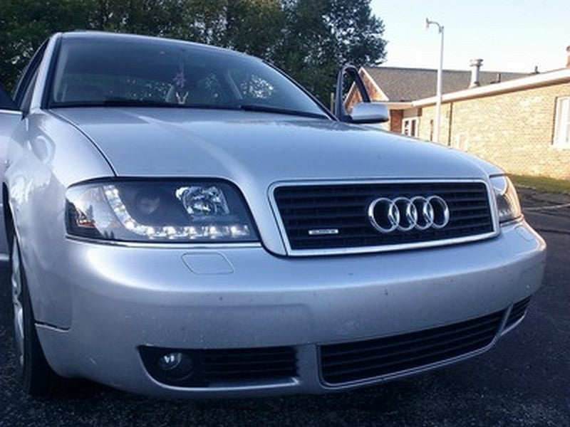 Spyder Audi A6 02-04 Projector Headlights Halogen Model Only - DRL Black PRO-YD-ADA601-DRL-BK SPYDER