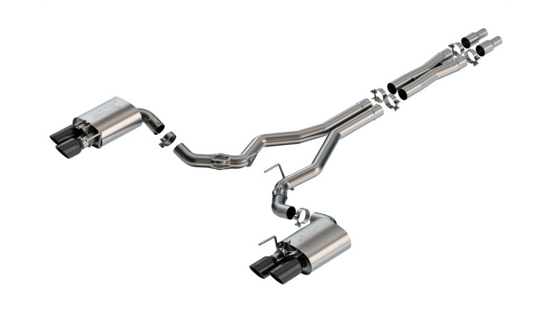 Borla 2024 Ford Mustang GT 5.0L V8 w/ Active Exhaust ATAK Cat-Back Exhaust System - Black Chrome Borla