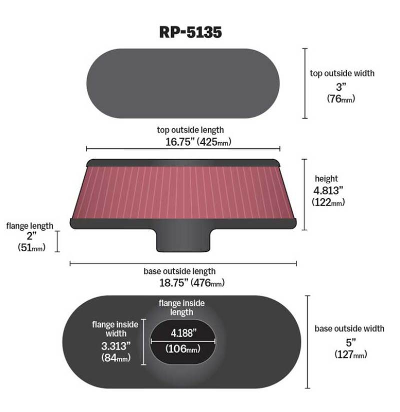 K&N Air Filter with Carbon Fiber Top and Base K&N Engineering