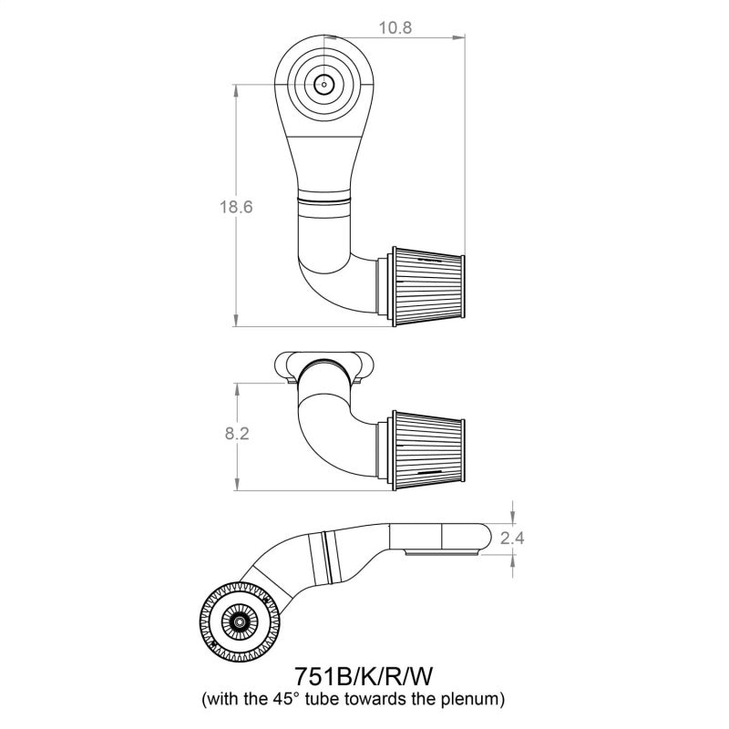 Spectre Plenum Kit (Low) w/Passenger Side 45/90 Degree Tube