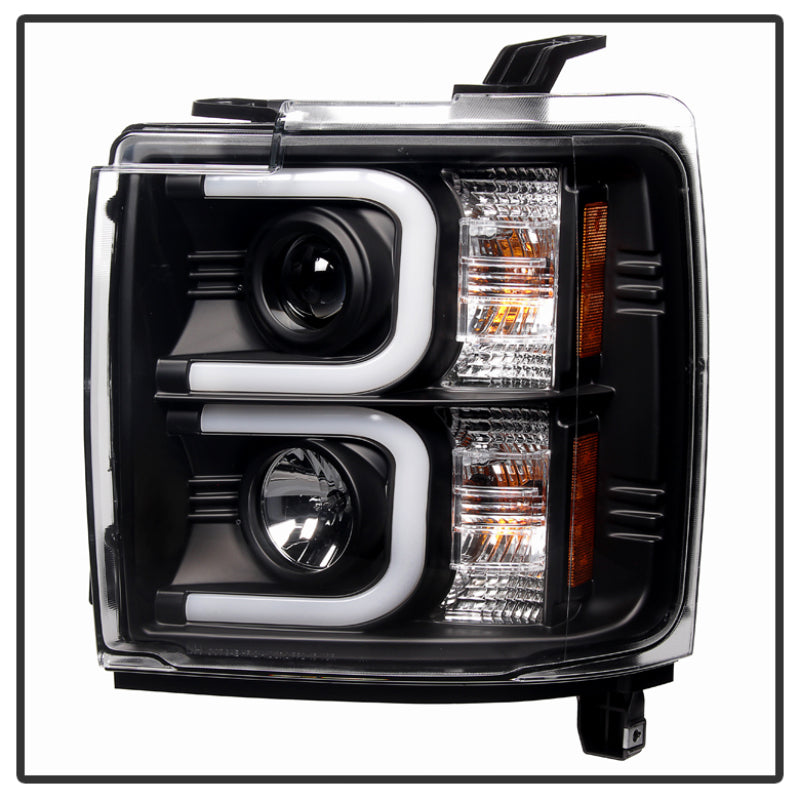 Spyder Chevy Silverado 2014-16 2500 HD Projector Headlights Light Bar DRL Blk PRO-YD-CSHD14-LBDRL-BK SPYDER