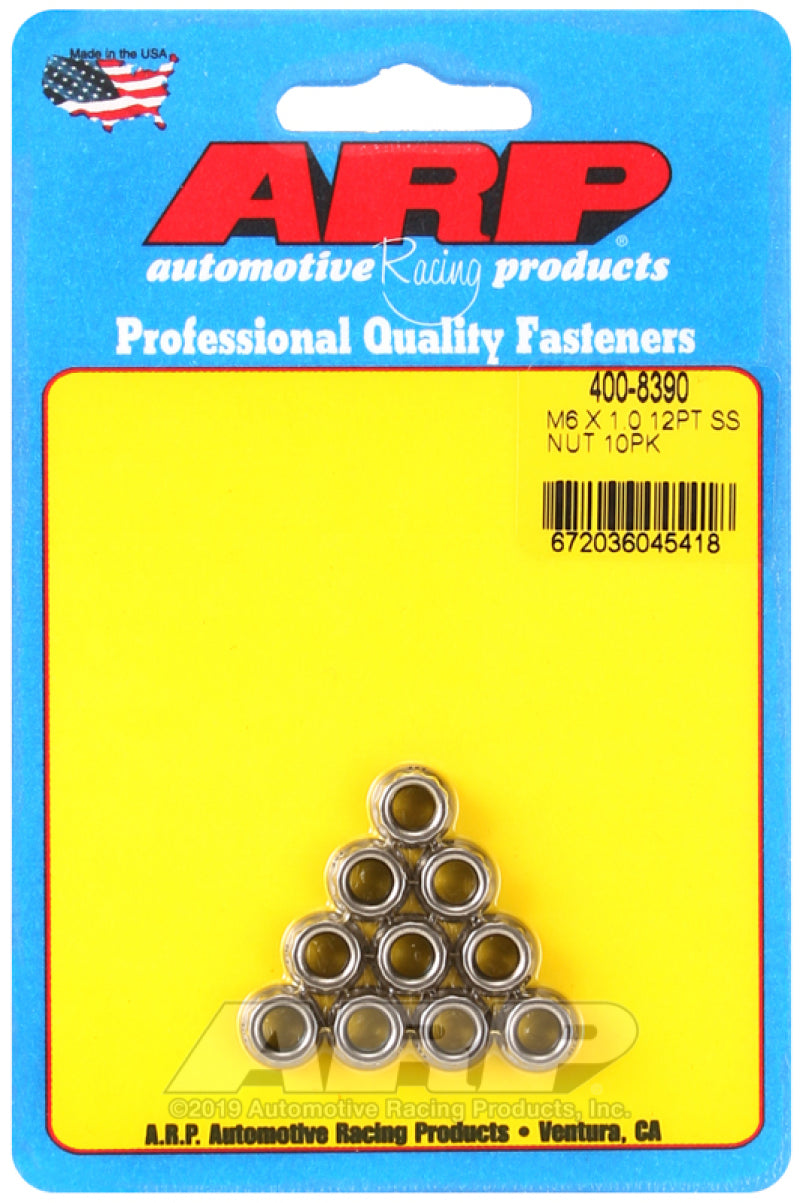 ARP M6 x 1.00 12pt Nut Kit (10 pack)