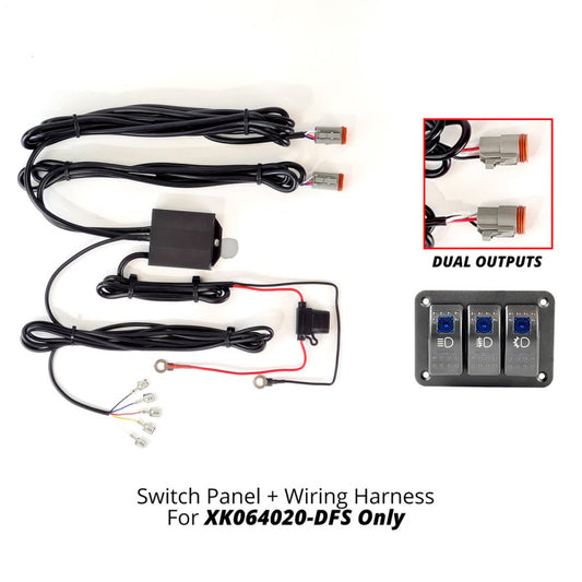 XKGlow 3 Button Switch Panel + 2 Output wire for Fog Strobe Combo - Part XK064-WIRE-3OP