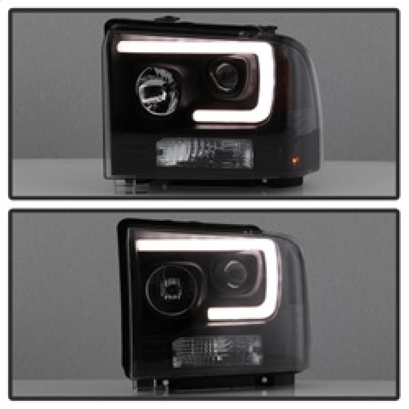 Spyder Ford F250/350/450 05-07 Projector Headlights - Light Bar DRL LED - Black PRO-YD-FS05V2-LB-BK SPYDER