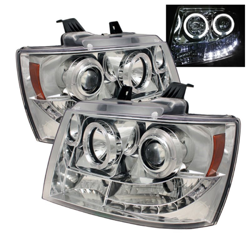 Spyder Chevy Suburban 1500 Projector Headlights LED Halo LED Chrome PRO-YD-CSUB07-HL-C SPYDER