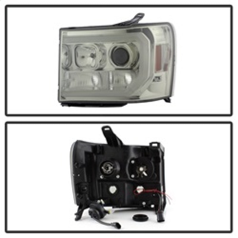 Spyder GMC Sierra 1500/2500/3500 07-13 V2 Projector Headlights - Smoke PRO-YD-GS07V2-LBDRL-SM SPYDER