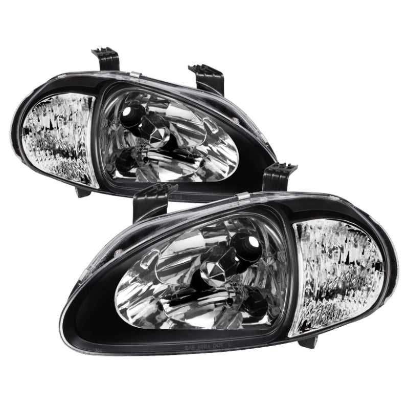 Xtune Honda Del Sol 93-97 1Pc Crystal Headlights Black HD-ON-HDEL93-1P-BK SPYDER