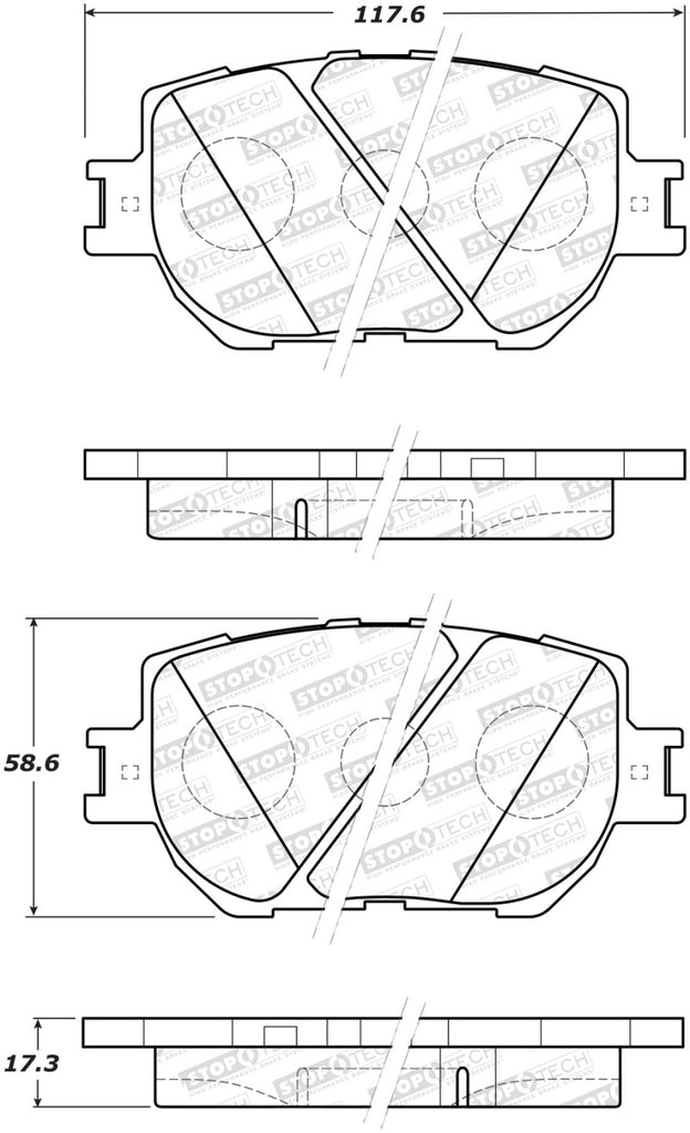 StopTech Premium Ceramic Rear Brake Pads - 308.17330