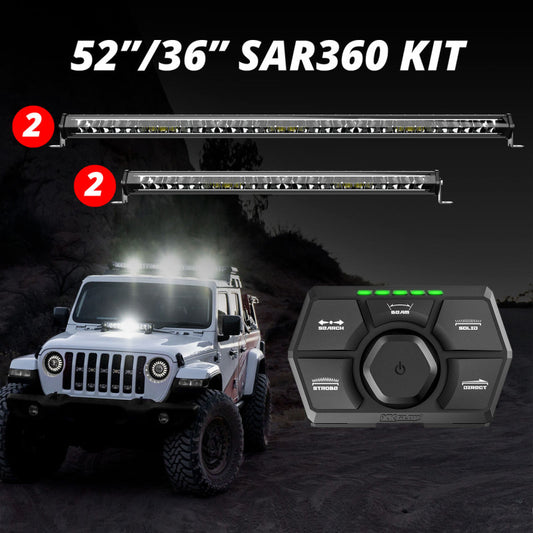 XKGlow White (2)52" (2)36” SAR360 Light Bar Kit Emergency Search and Rescue Light System - Part XK-SAR360-3322W