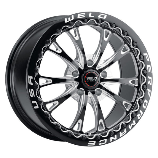 Weld Solana Beadlock 18x10.5 / 5x120.65 BP / ET65 / 70.3mm Bore - Gloss Black MIL DIA Wheel