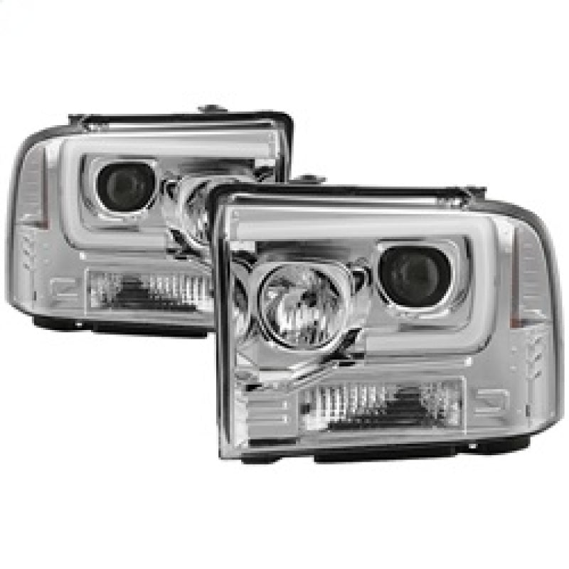 Spyder 05-07 Ford F250/350/450 SD Ver 2 Proj Headlights - Light Bar DRL - Black PRO-YD-FS05V2-LB-C SPYDER