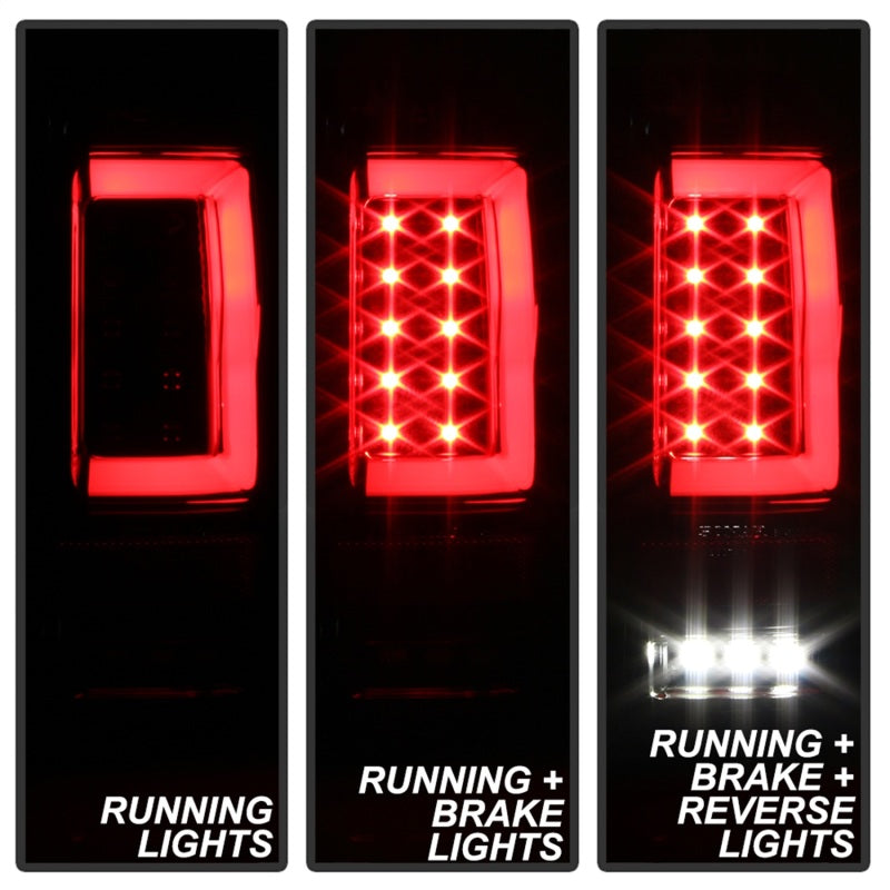 Spyder 04-08 Ford F-150 Projector Tail Lights - Light Bar DRL LED - Black ALT-YD-FF15004V2-LBLED-BK SPYDER