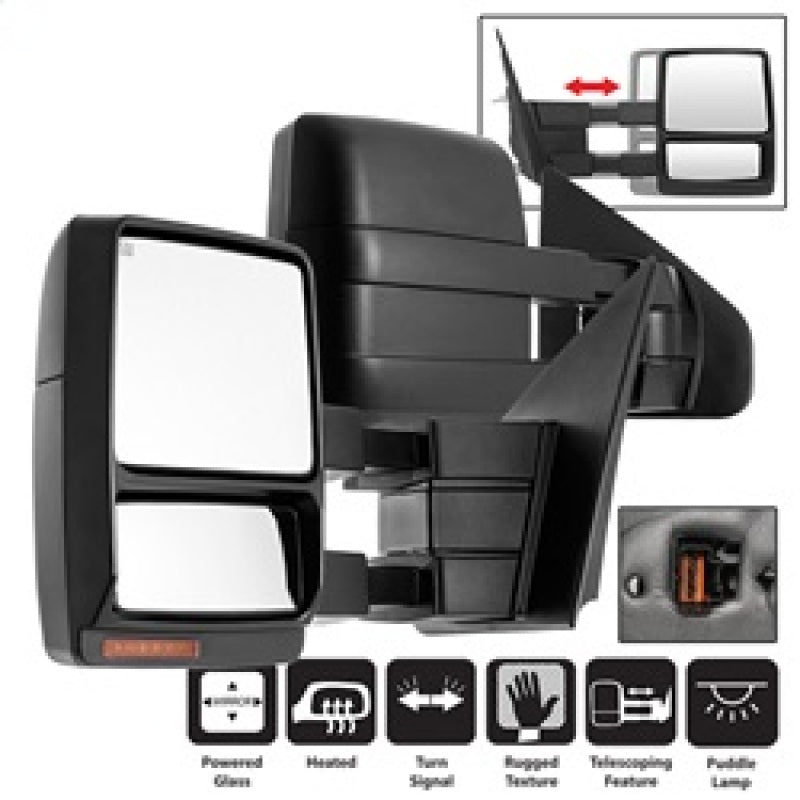 xTune Ford F150 04-06 POWER Heated Amber LED Signal Telescoping Mirror SET MIR-FF15004S-PWH-AM-SET SPYDER