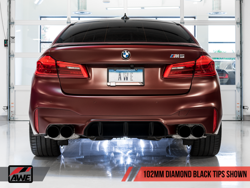 AWE Tuning 18-19 BMW M5 (F90) 4.4T AWD Cat-back Exhaust - Track Edition (Diamond Black Tips) AWE Tuning
