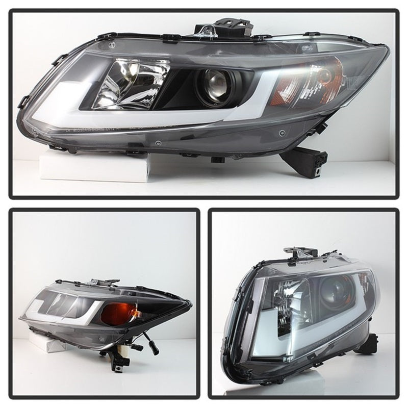 Spyder 12-14 Honda Civic (Excl. 2014 Coupe) Projector Headlights Lgtbr DRL Black PRO-YD-HC12-DRL-BK SPYDER