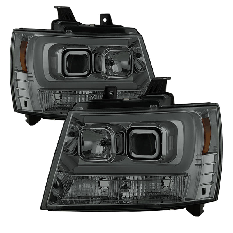 Spyder 07-14 Chevy Suburban/1500/2500/Tahoe V2 Projector Headlights Smoke PRO-YD-CSUB07V2-DRL-SM SPYDER