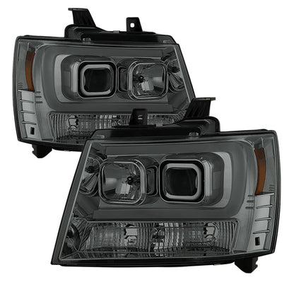 Spyder 07-14 Chevy Suburban/1500/2500/Tahoe V2 Projector Headlights Smoke PRO-YD-CSUB07V2-DRL-SM SPYDER