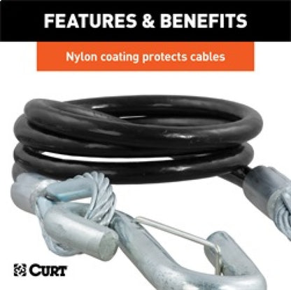 RockJock Curt Towing Safety Cable Kit 44 1/2in Long w/ 2 Snap Hooks 5000lbs 2-Pack RockJock