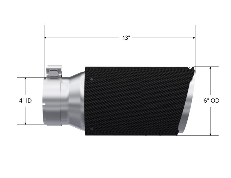 MBRP 4-Inch Inlet Carbon Fiber Exhaust Tip | Dual Wall | Angle Cut | 6-Inch Outlet | T5072CF