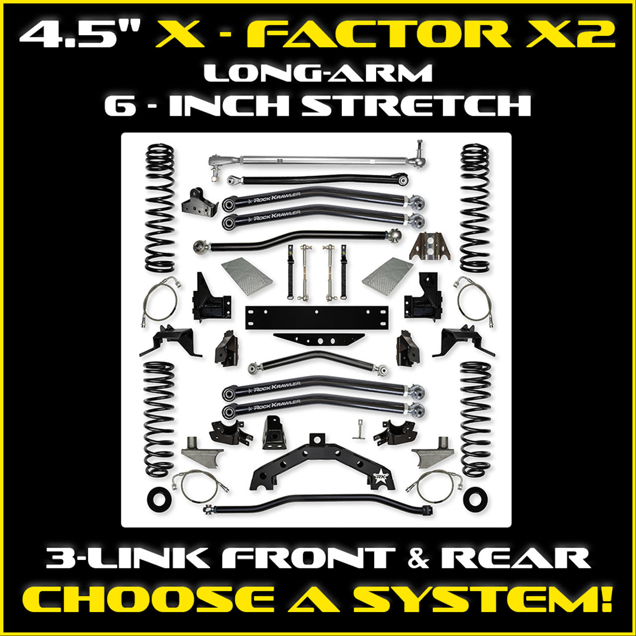 Rock Krawler 2018+ Jeep Wrangler JL 2DR 4.5in X Factor Pro Aluminum Coilover System