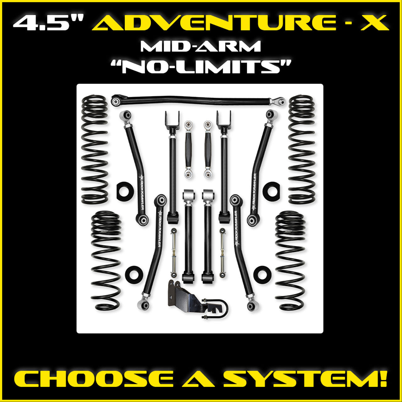 Rock Krawler 2018+ Jeep Wrangler JL 2DR 4.5in Adventure-X (No Limits) Long Arm Suspension