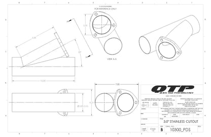 QTP 3.00 Inch Stainless Steel Exhaust Cutout (Universal) - 10300 QTP