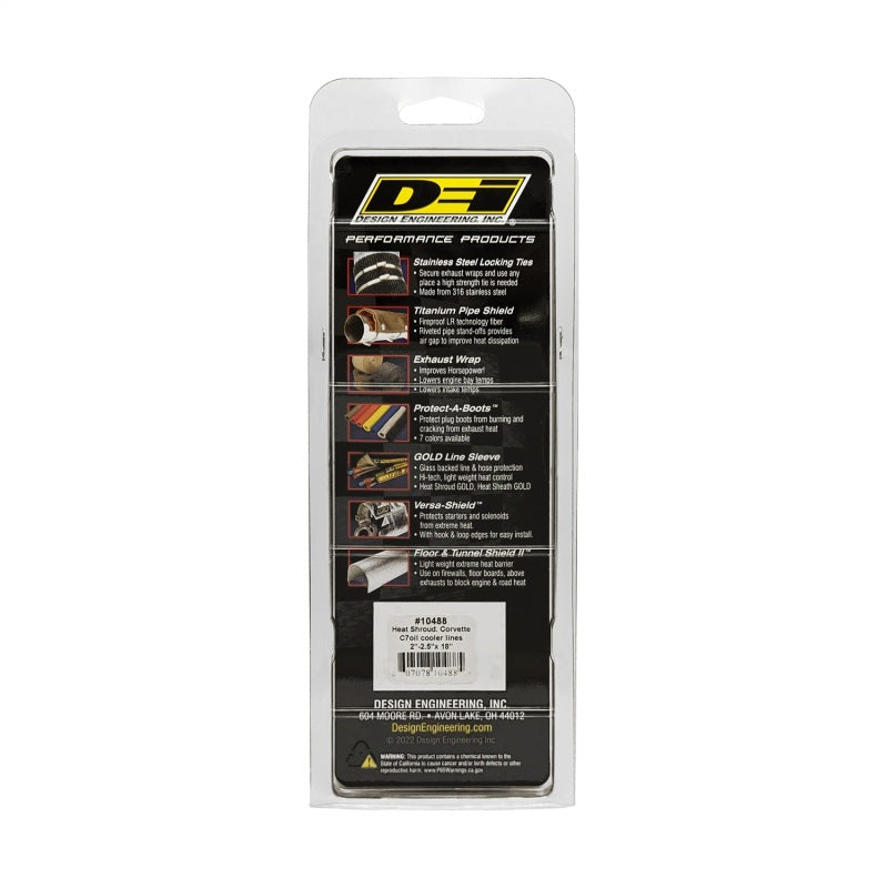 DEI Corvette C7 Oil Cooler Line Sleeves 2in - 2 1/2in x 18in Heat Shroud DEI