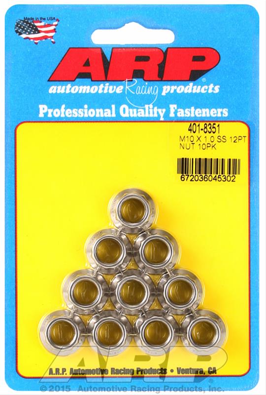 ARP M10 X 1.0 SS 12pt Stainless Steel Nut Kit 401-8351