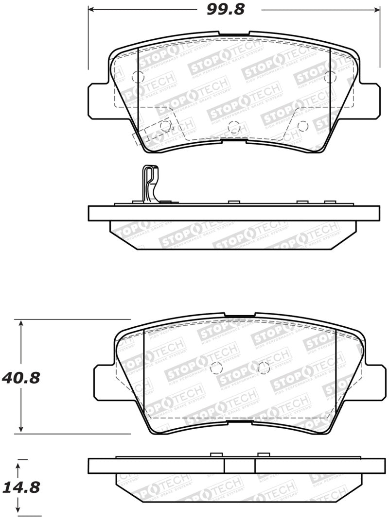 StopTech Premium Ceramic Rear Brake Pads - 308.15440 Stoptech