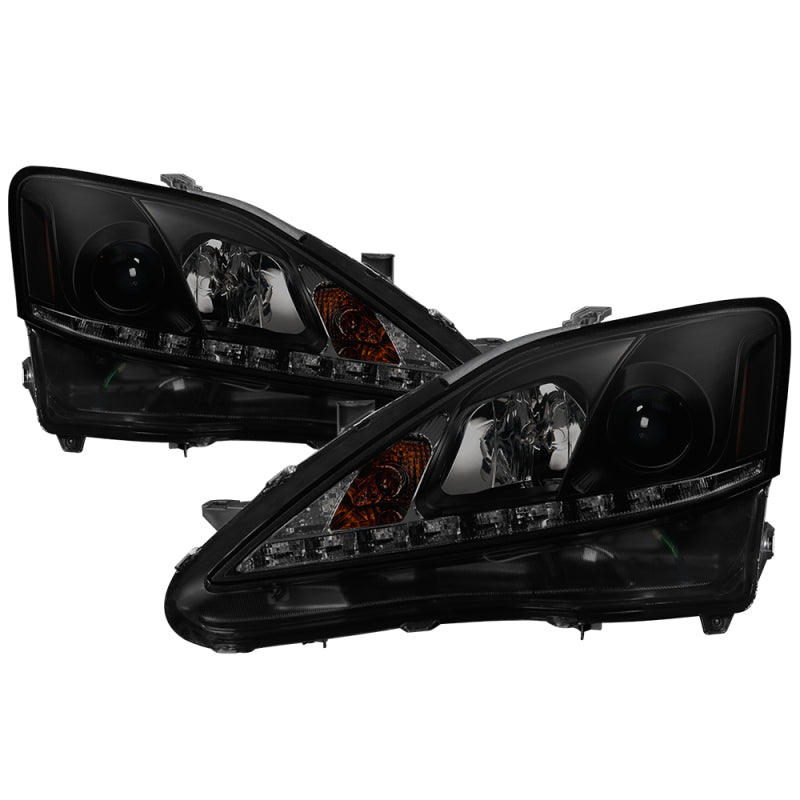 Spyder Lexus IS 250/350 2006-2010 Projector Headlights DRL Black Smoke PRO-YD-LIS06-DRL-BSM SPYDER