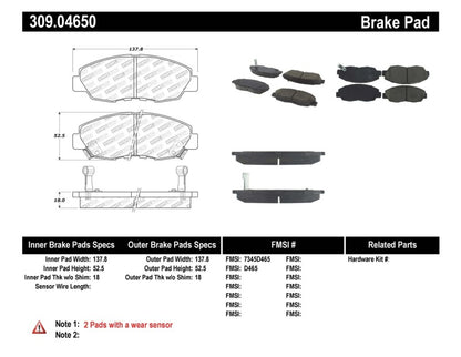 StopTech Performance 97-99 Acura CL / 94-97 Honda Accord Coupe / 90-97 Accord Sedan Front Brake Pad Stoptech