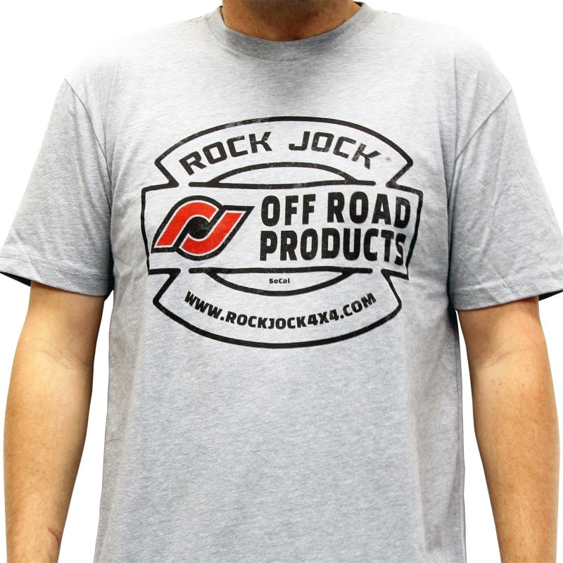 RockJock T-Shirt w/ Vintage Logo Gray Large Print on the Front