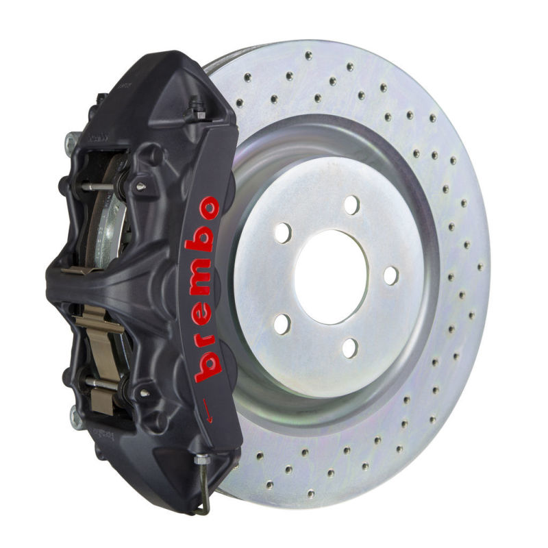 Brembo 05-14 Mustang GT Excl non-ABS Equipped Fr GTS BBK 6Pist Cast 355x32 1pc Rtr Drill-Black HA