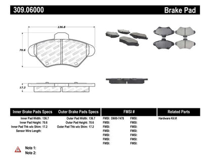 StopTech Performance 94-98 Ford Mustang / 93-97 Thunderbird / 93-97 Mercury Cougar Front Brake Pads Stoptech